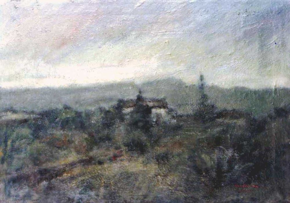 Opera: Campagna con Cipressi - Artista: Mauro Meli - Pittore