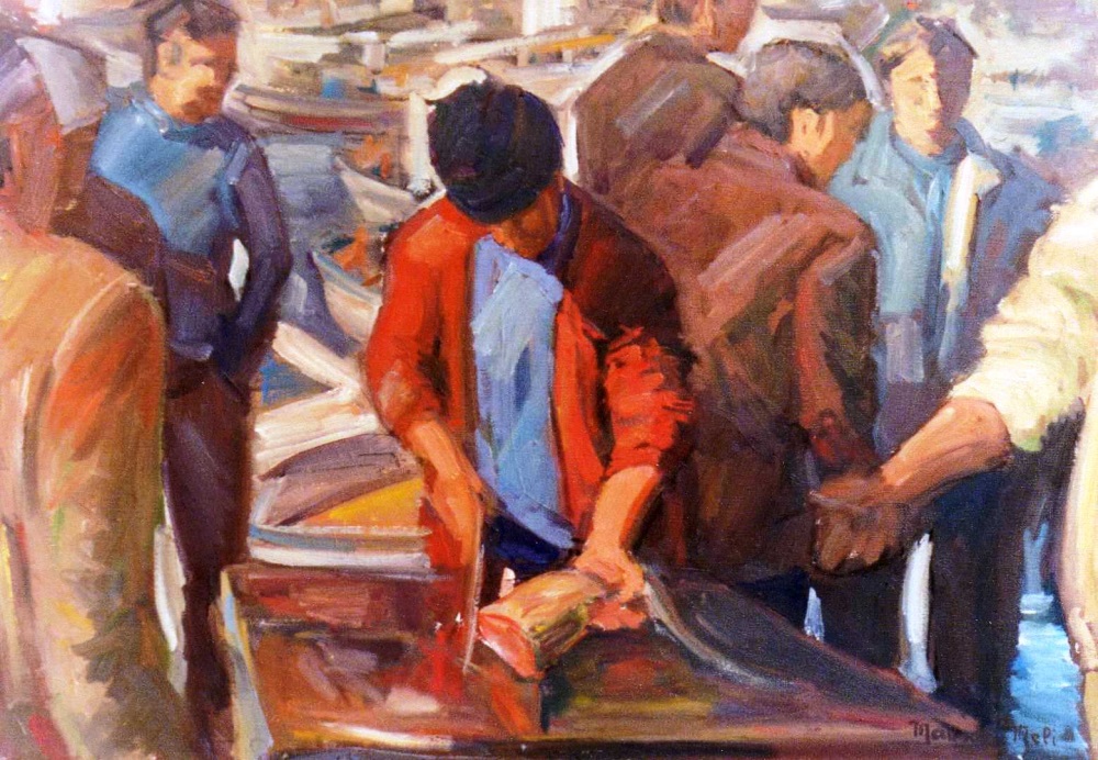 Opera: Pescatori - Artista: Mauro Meli - Pittore